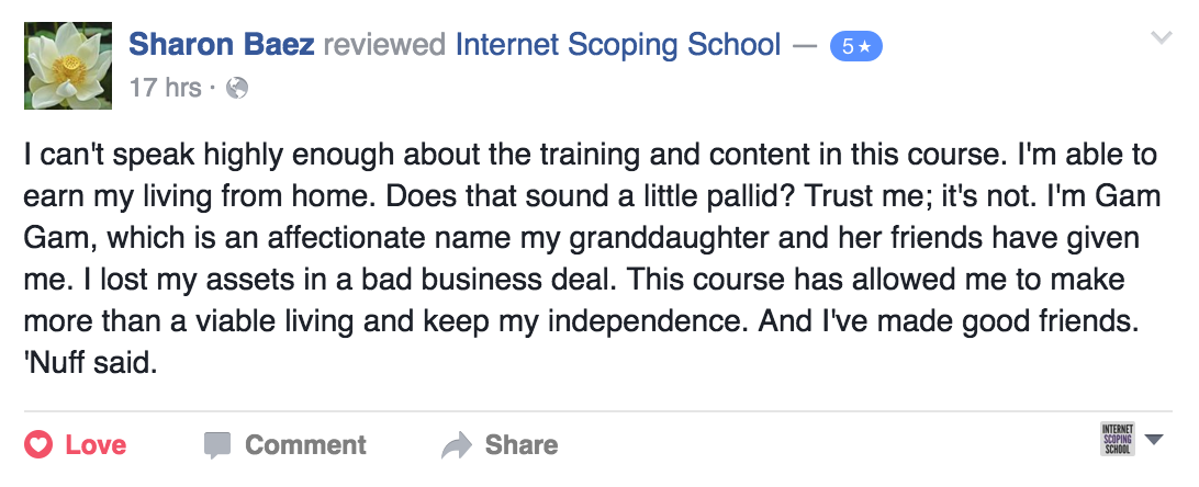 review of internet scoping school by sharon. 