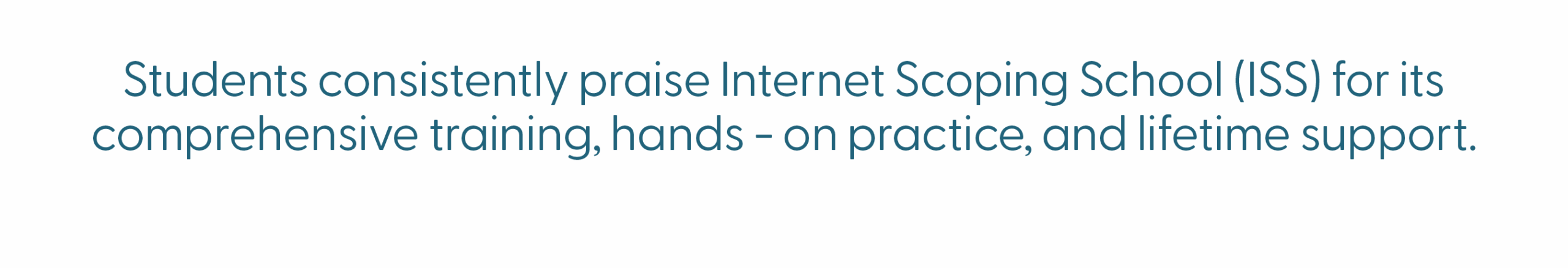 ScopeSchool Text reads: "Students consistently praise Internet Scoping School (ISS) for its comprehensive training, hands-on practice, and lifetime support.