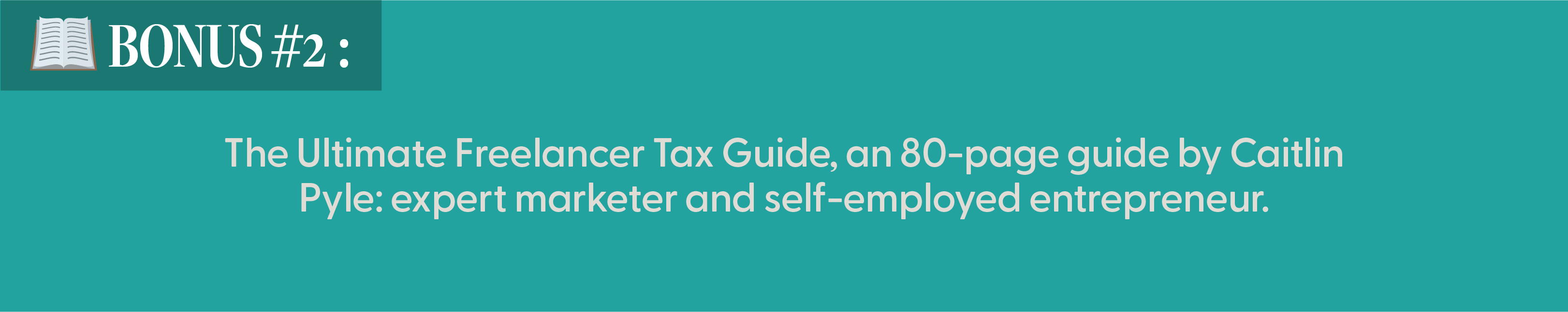 bonus 2 ScopeSchool A teal banner featuring "BONUS #2" and text promoting The Ultimate Freelancer Tax Guide, an 80-page guide by Caitlin Pyle for marketers and self-employed entrepreneurs.
