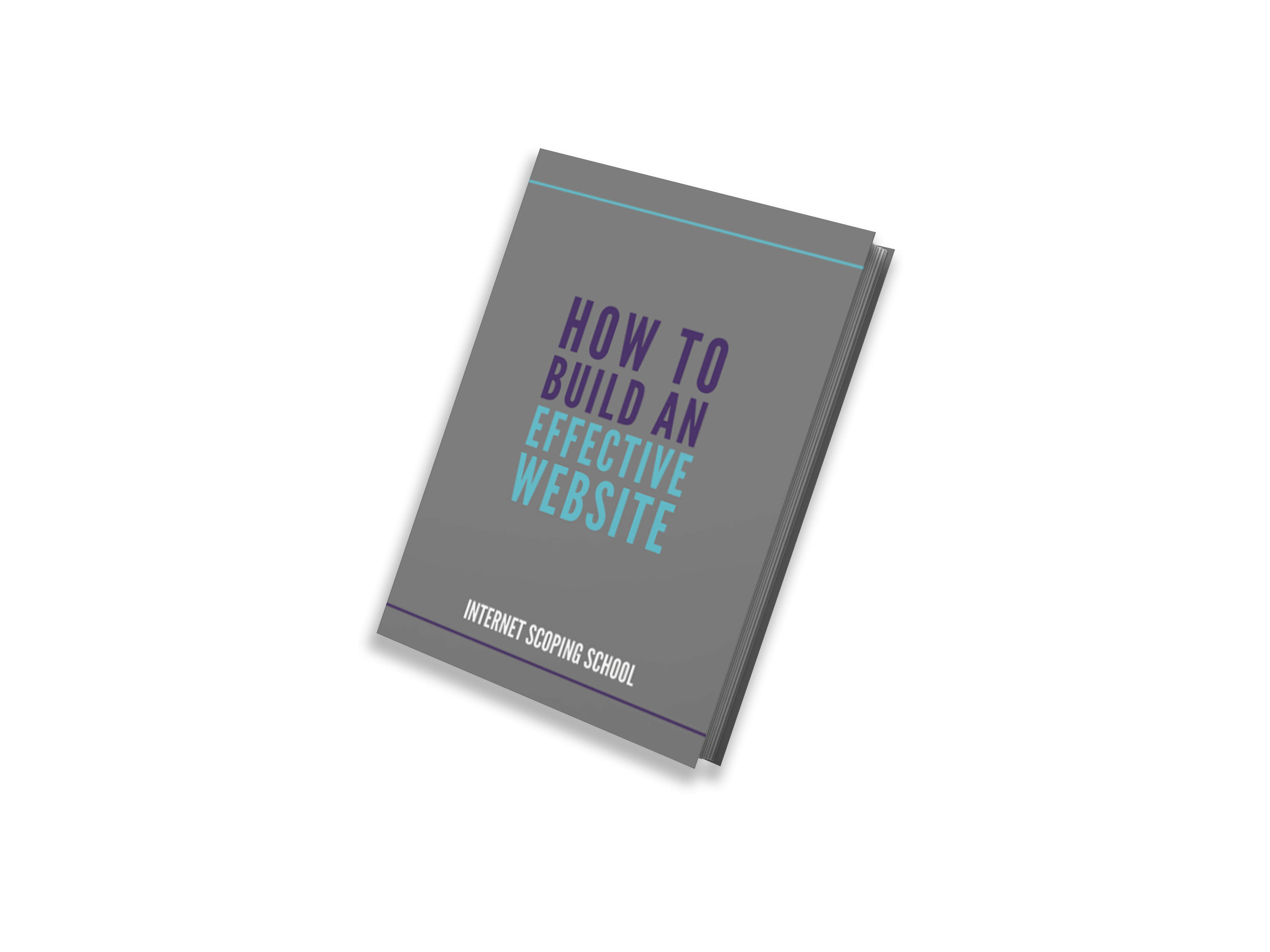 book 01 ScopeSchool A gray book titled "How to Build an Effective Website" by Internet Scoping School is displayed against a black background.