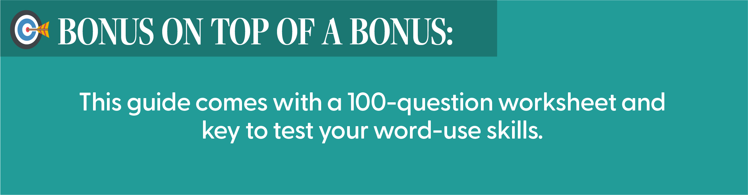 ScopeSchool A banner announces a bonus guide with a 100-question worksheet and answer key to test word-use skills.